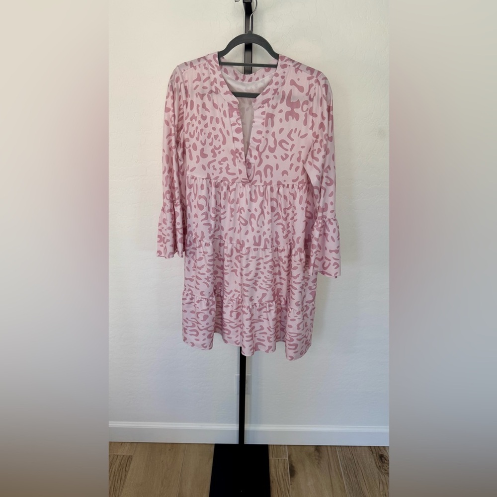 Pink Leopard Print Dress Large